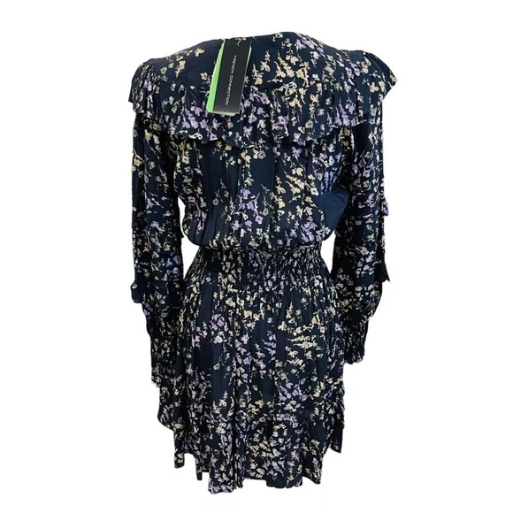 FRENCH CONNECTION Womens Birgin Colette Eco Crepe Ruffle Tiered Dress Navy NWT - Picture 11 of 14